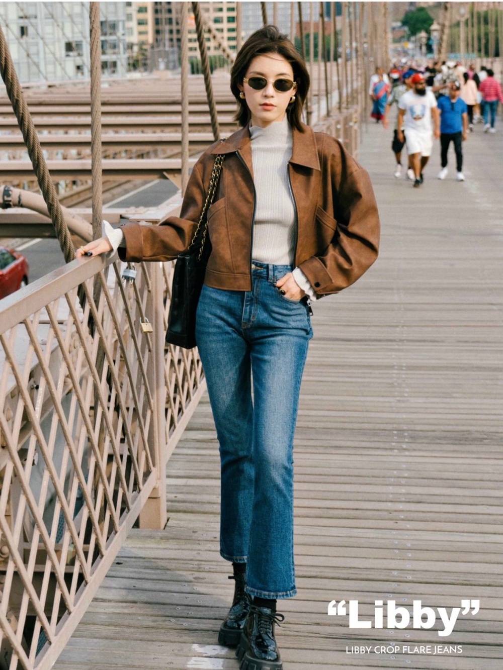 Petite Studio NYC X SuggyL Libbey Blue Crop Flare Jeans